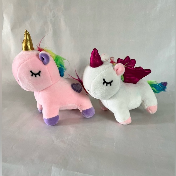 Snug a Babies Set of two Pink White Unicorn Plush - Picture 1 of 5